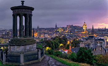 Edinburgh at night, all lite up.